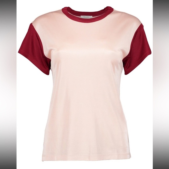 Rag & Bone Dusty Pink Colorblock Penny Tee Medium - Picture 5 of 8